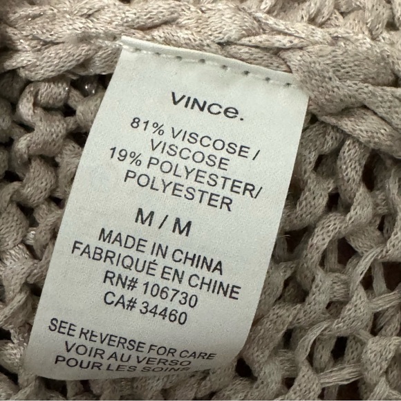 Vince Loose Knit Taupe Gray Long Sleeve Sweater Medium - Picture 6 of 8